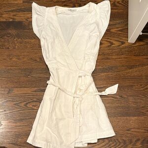 Madewell Cream Wrap Midi Dress